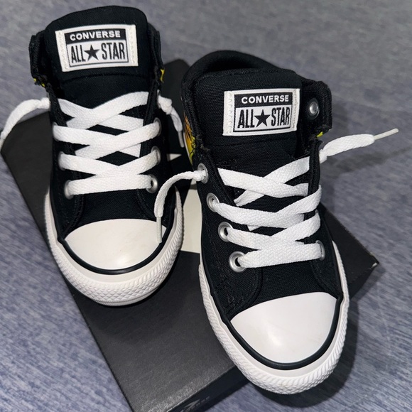 Converse Kids Black and Yellow Flame Sneakers - Picture 2 of 12